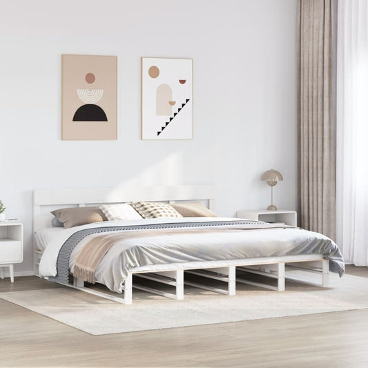 Bed Frame without Mattress White 180x200 cm Super King Solid Wood Pine