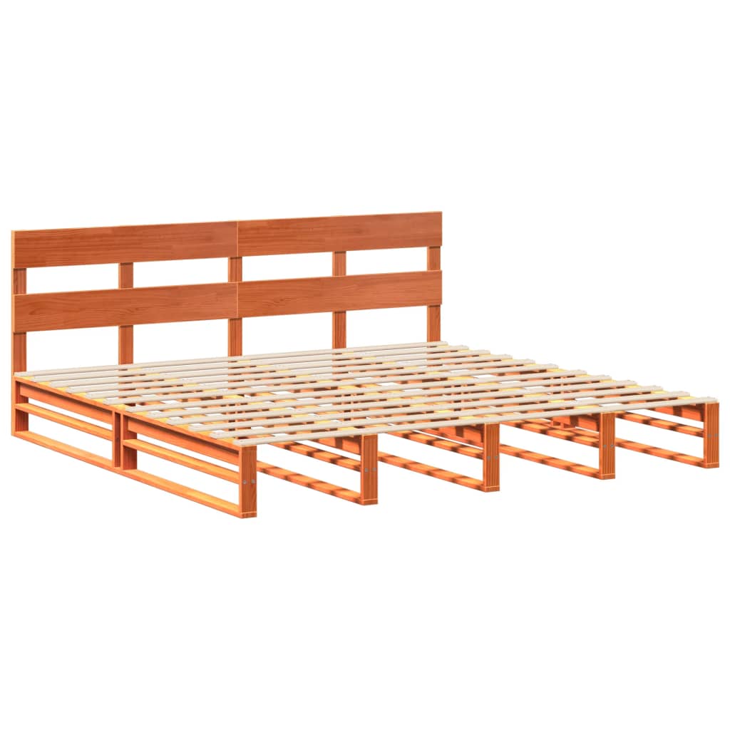 Bed Frame without Mattress Wax Brown 180x200 cm Super King Solid Wood Pine