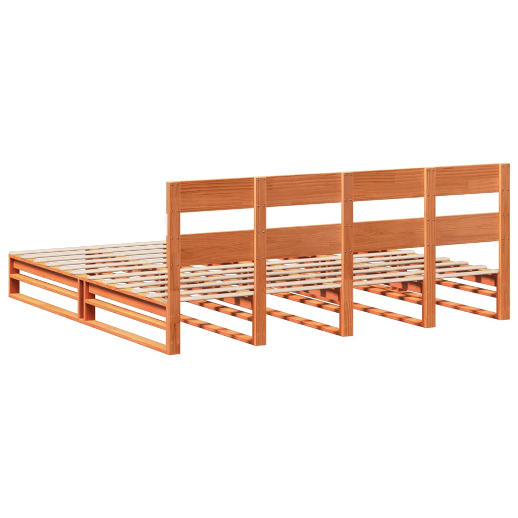 Bed Frame without Mattress Wax Brown 180x200 cm Super King Solid Wood Pine