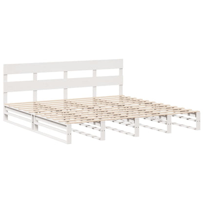 Bed Frame without Mattress White 200x200 cm Solid Wood Pine