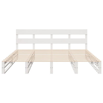 Bed Frame without Mattress White 200x200 cm Solid Wood Pine