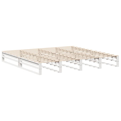 Bed Frame without Mattress White 200x200 cm Solid Wood Pine