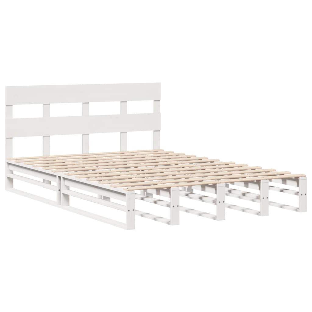 Bed Frame without Mattress White 135x190 cm Double Solid Wood Pine