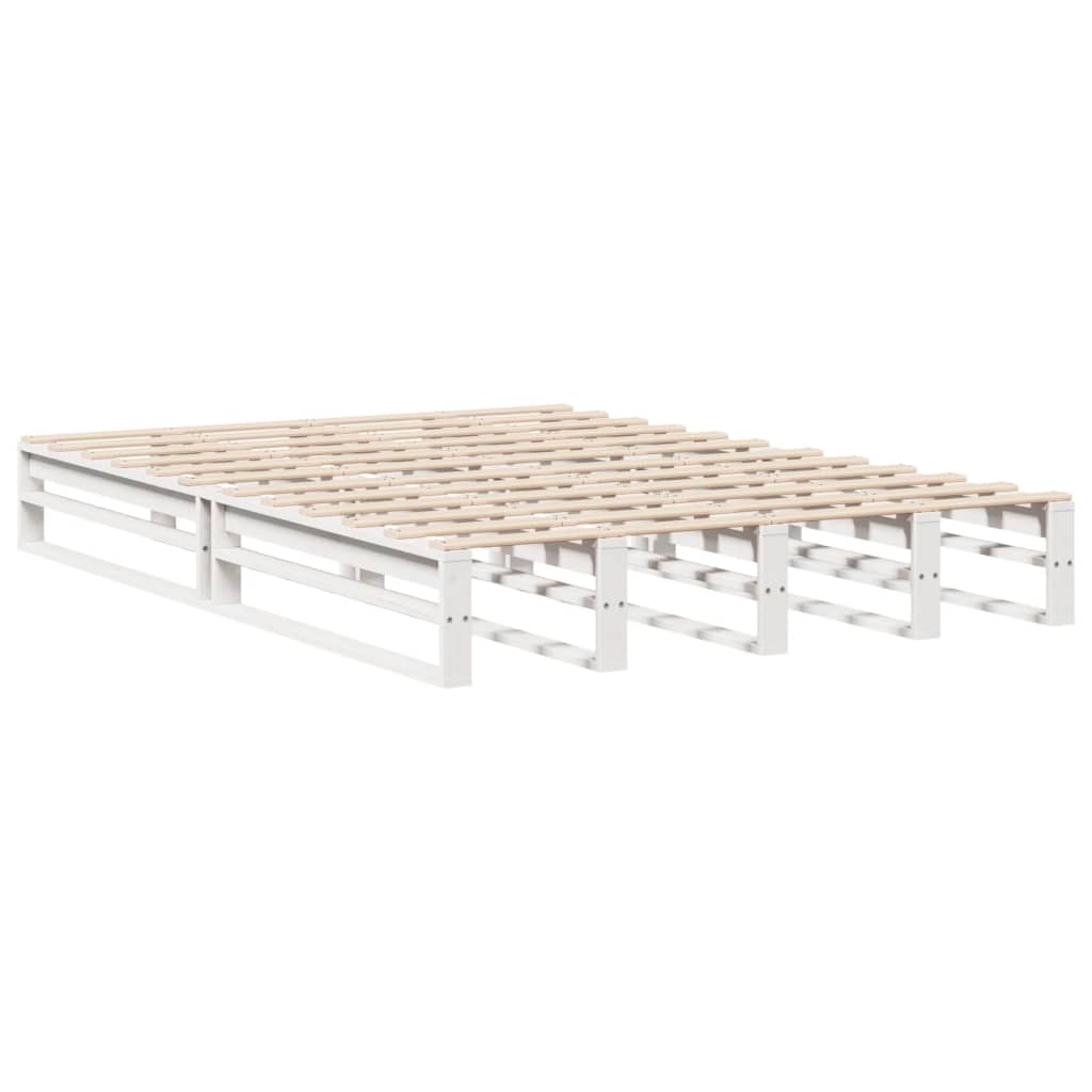 Bed Frame without Mattress White 135x190 cm Double Solid Wood Pine