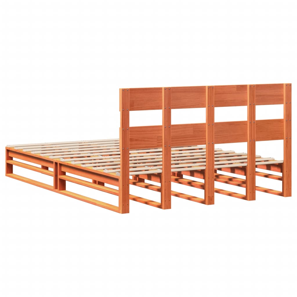 Bed Frame without Mattress Wax Brown 135x190 cm Double Solid Wood Pine