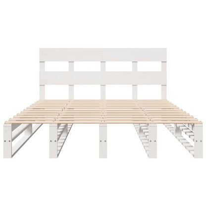 Bed Frame without Mattress White 140x190 cm Solid Wood Pine