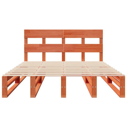 Bed Frame without Mattress Wax Brown 140x190 cm Solid Wood Pine