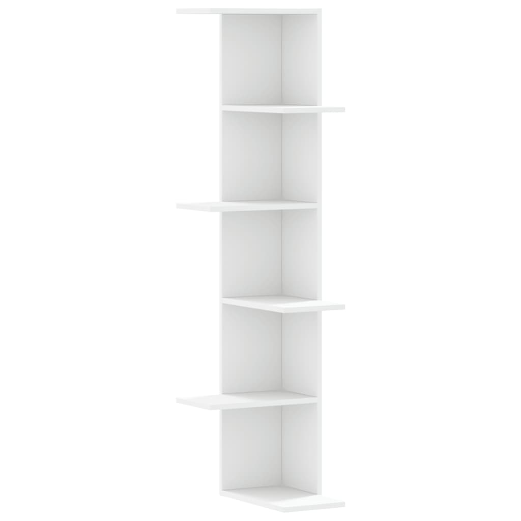 Wall Corner Shelf White 36.5x36.5x140 cm Engineered Wood