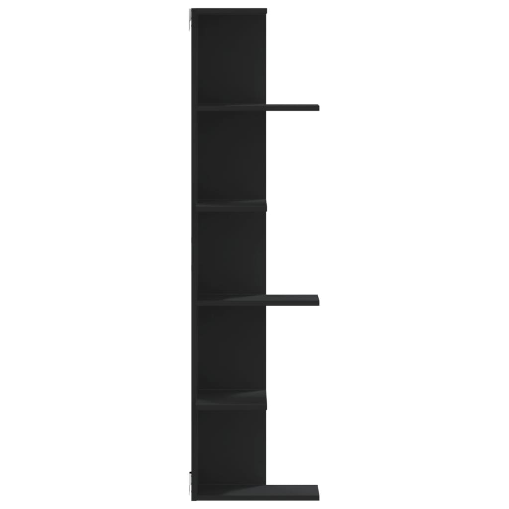 Wall Corner Shelf Black 36.5x36.5x140 cm Engineered Wood