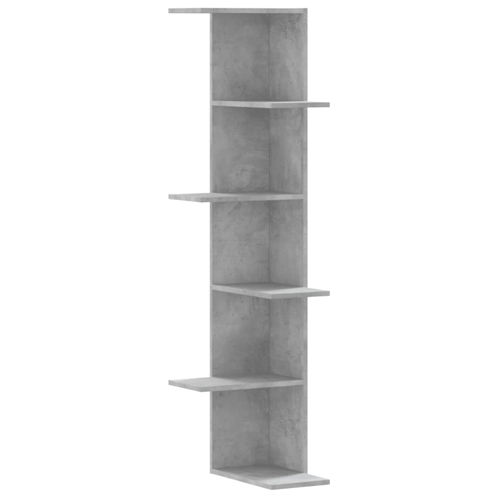 Wall Corner Shelf Concrete Grey 36.5x36.5x140 cm Engineered Wood