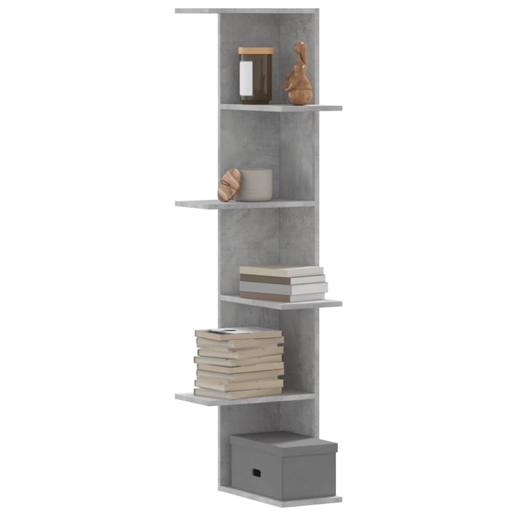 Wall Corner Shelf Concrete Grey 36.5x36.5x140 cm Engineered Wood