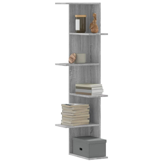 Wall Corner Shelf Grey Sonoma 36.5x36.5x140 cm Engineered Wood