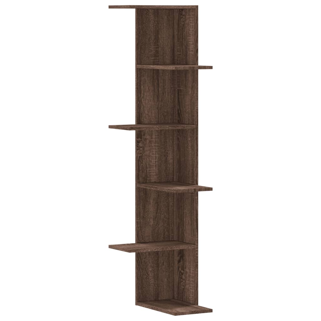 Wall Corner Shelf Brown Oak 36.5x36.5x140 cm Engineered Wood