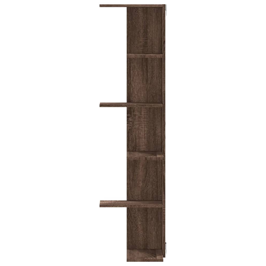 Wall Corner Shelf Brown Oak 36.5x36.5x140 cm Engineered Wood