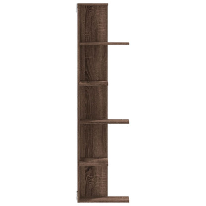 Wall Corner Shelf Brown Oak 36.5x36.5x140 cm Engineered Wood