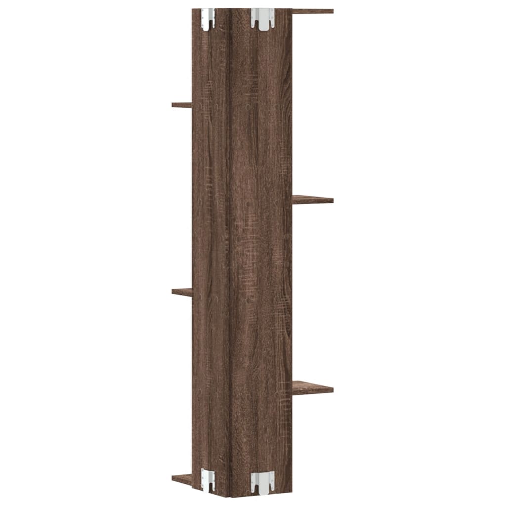 Wall Corner Shelf Brown Oak 36.5x36.5x140 cm Engineered Wood