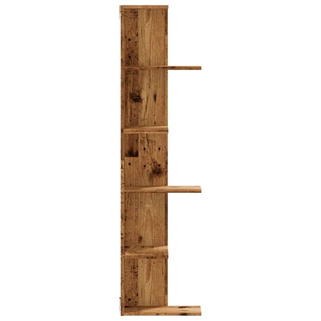 Wall Corner Shelf Old Wood 36.5x36.5x140 cm Engineered Wood