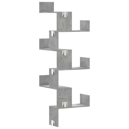 Wall Corner Shelf Concrete Grey 45x45x147 cm Engineered Wood