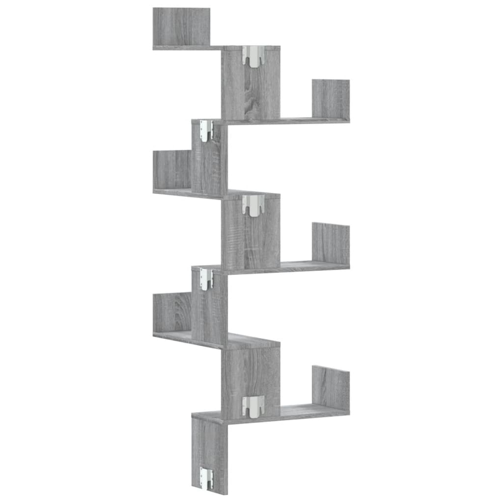 Wall Corner Shelf Grey Sonoma 45x45x147 cm Engineered Wood