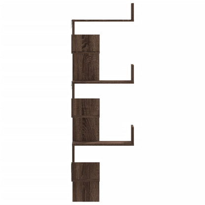 Wall Corner Shelf Brown Oak 45x45x147 cm Engineered Wood