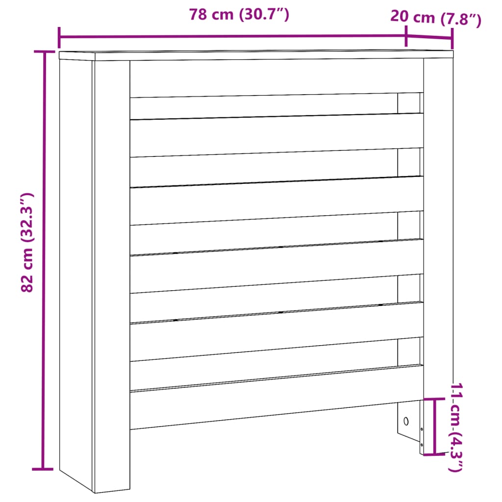 Radiator Cover Sonoma Oak 78x20x82 cm Engineered Wood