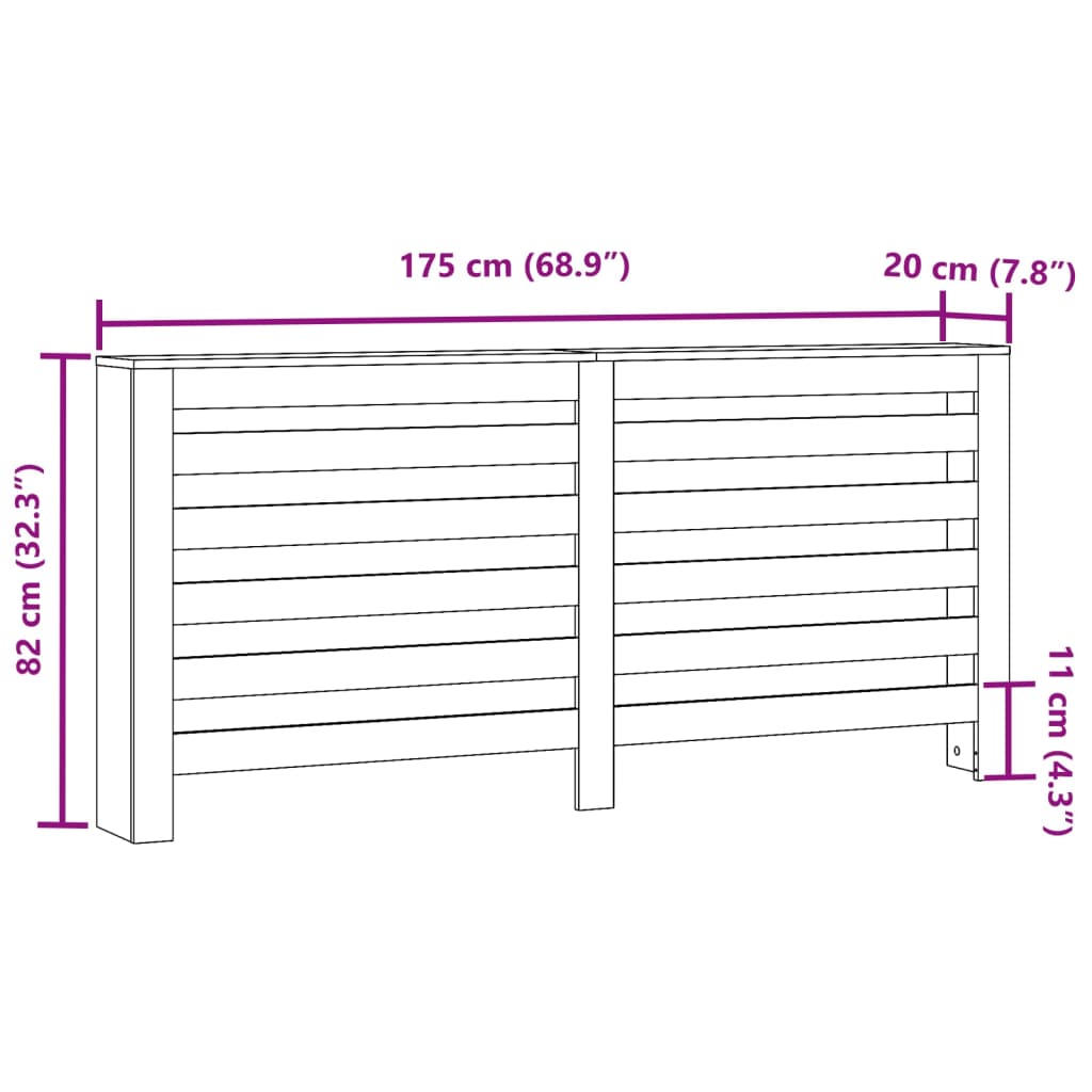 Radiator Cover Sonoma Oak 175x20x82 cm Engineered Wood