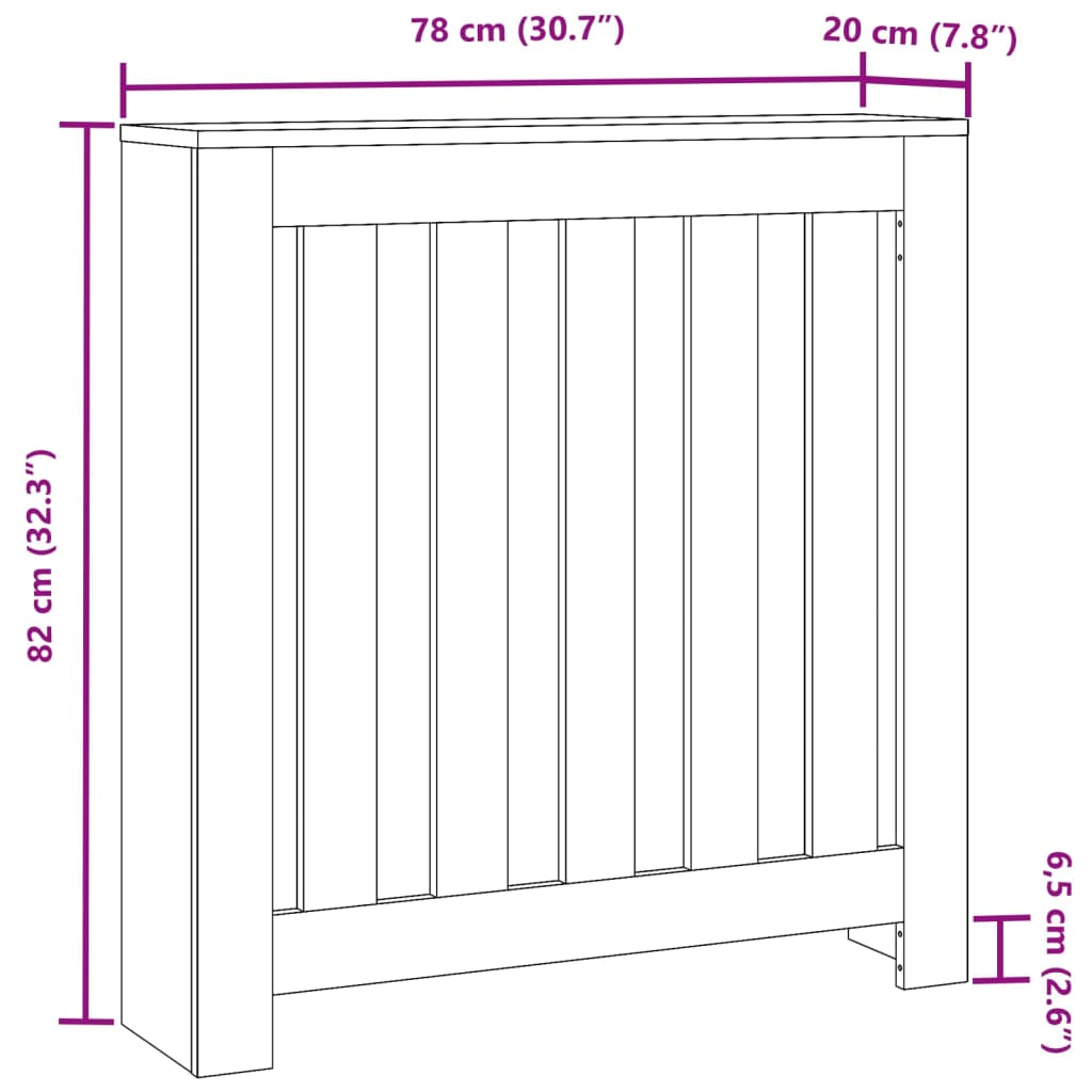 Radiator Cover Sonoma Oak 78x20x82 cm Engineered Wood