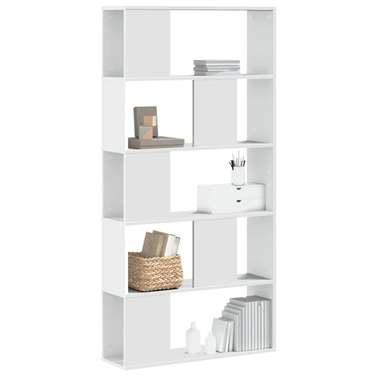 Bookcase 5-Tier White 80.5x23.5x162.5 cm Engineered Wood