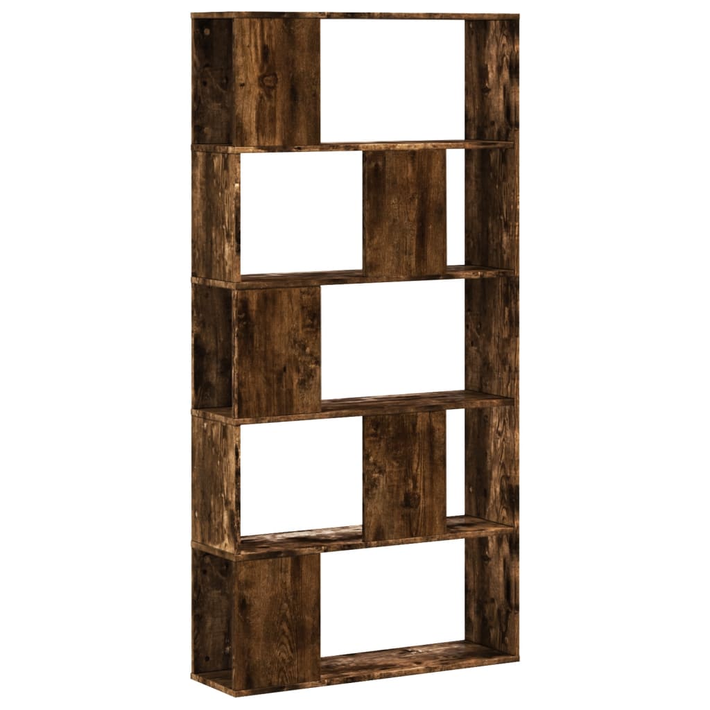 Bookcase 5-Tier Smoked Oak 80.5x23.5x162.5 cm Engineered Wood