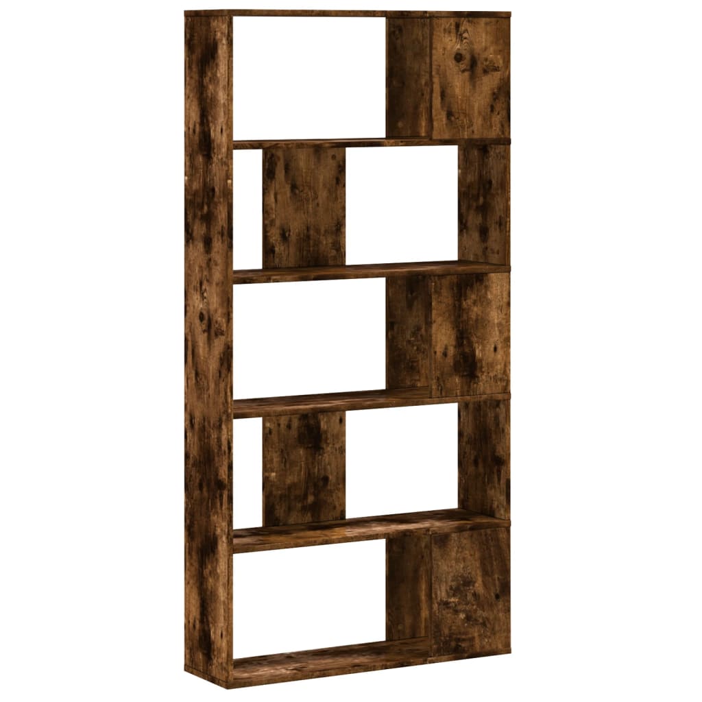 Bookcase 5-Tier Smoked Oak 80.5x23.5x162.5 cm Engineered Wood