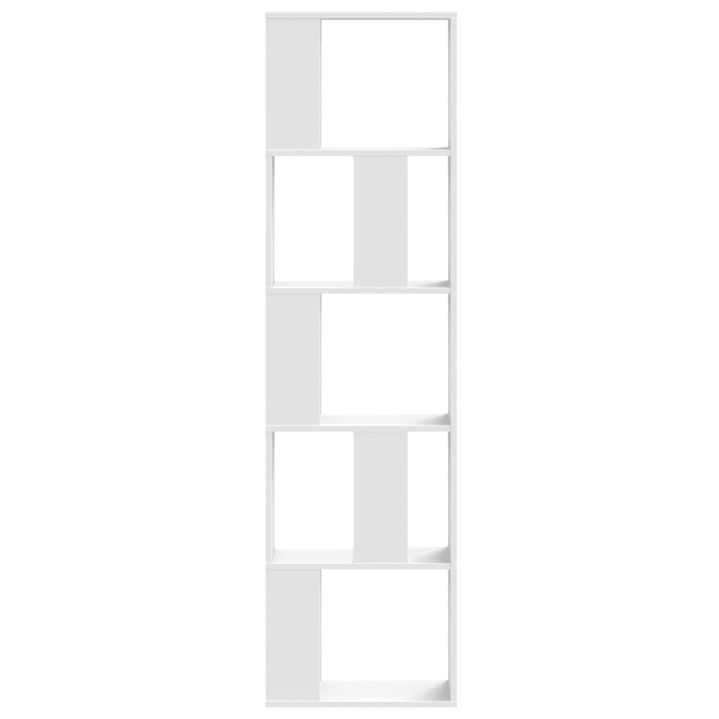 Bookcase 5-Tier White 45x23.5x162.5 cm Engineered Wood