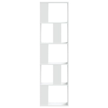 Bookcase 5-Tier White 45x23.5x162.5 cm Engineered Wood