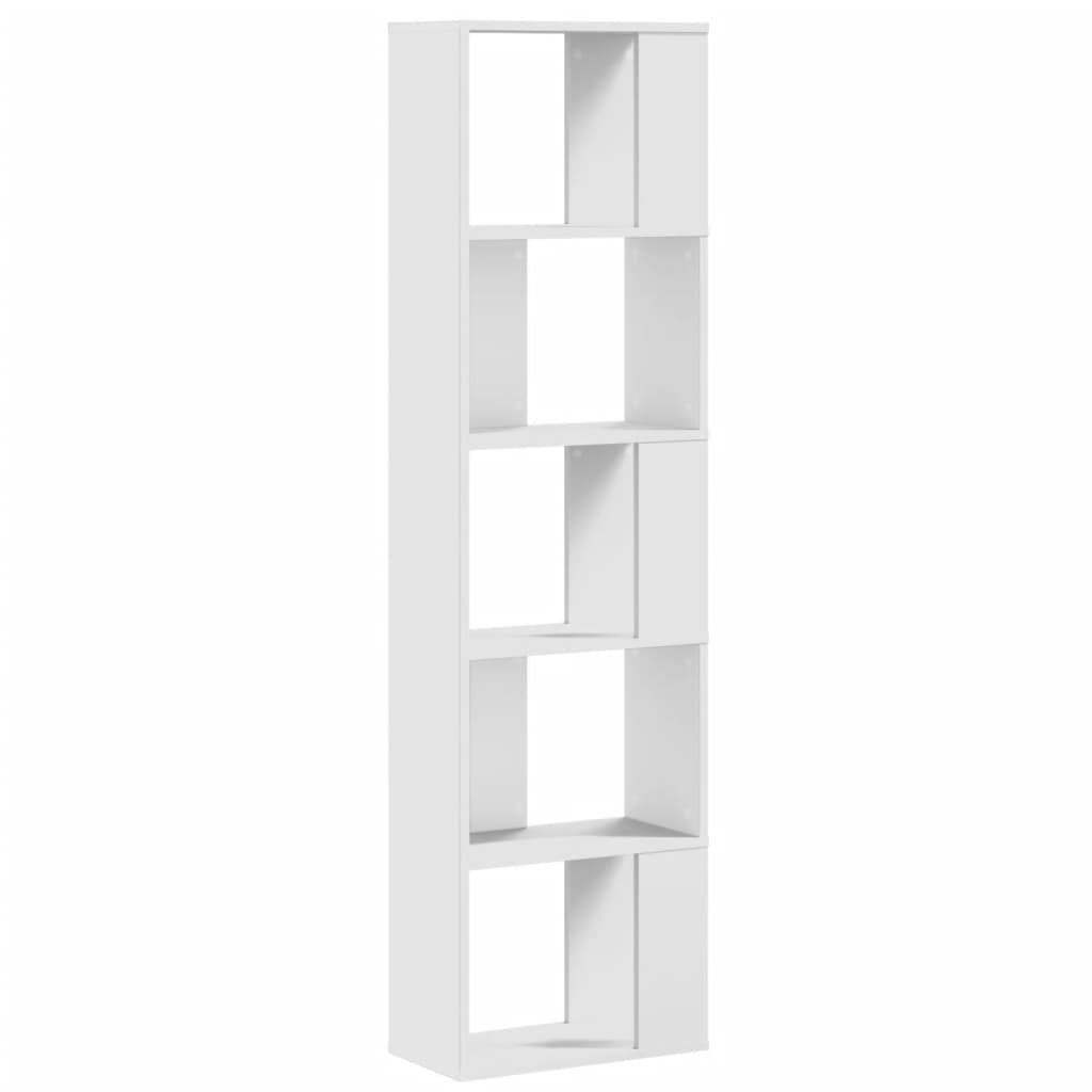 Bookcase 5-Tier White 45x23.5x162.5 cm Engineered Wood