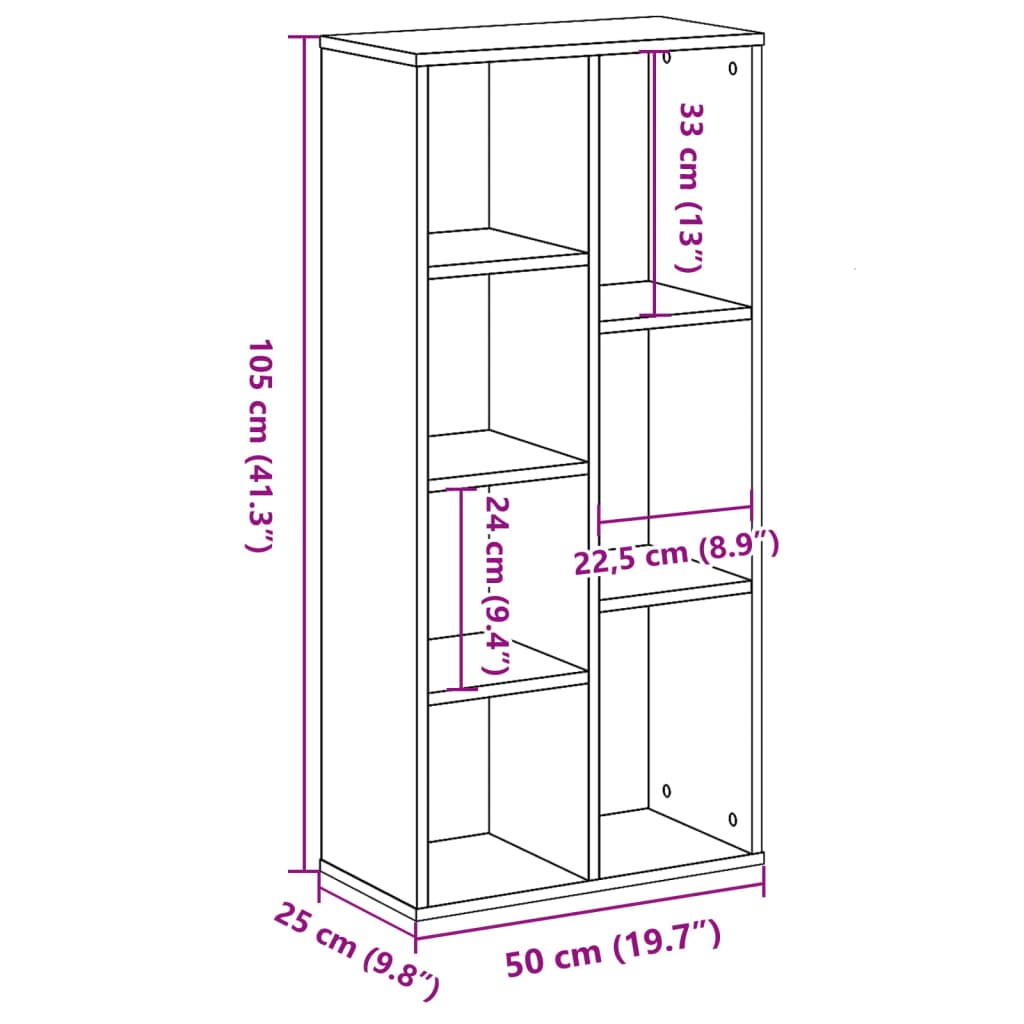 Bookcase White 50x25x105 cm Engineered Wood