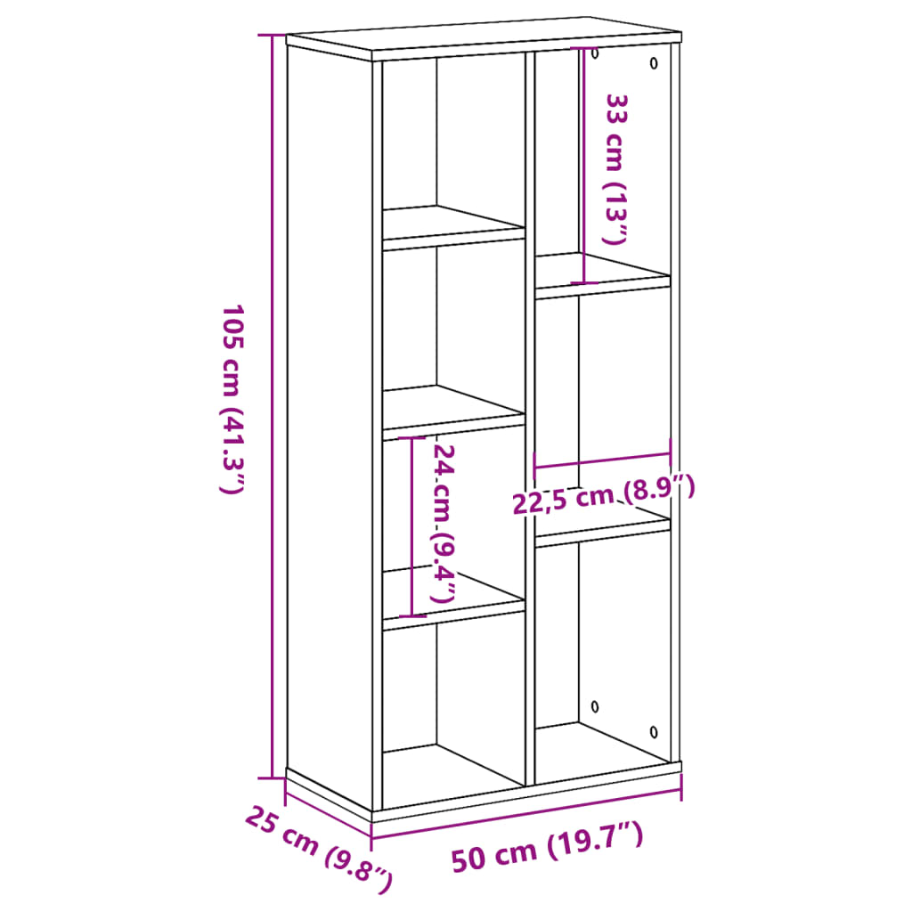 Bookcase Sonoma Oak 50x25x105 cm Engineered Wood