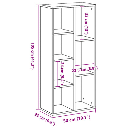 Bookcase Sonoma Oak 50x25x105 cm Engineered Wood