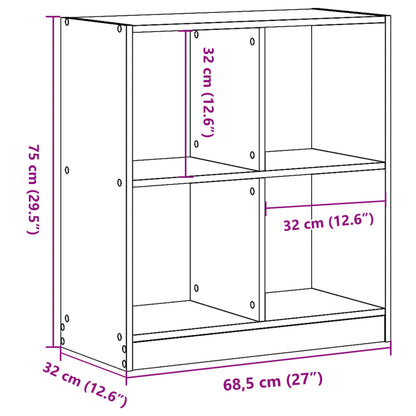 Bookcase White 68.5x32x75 cm Engineered Wood