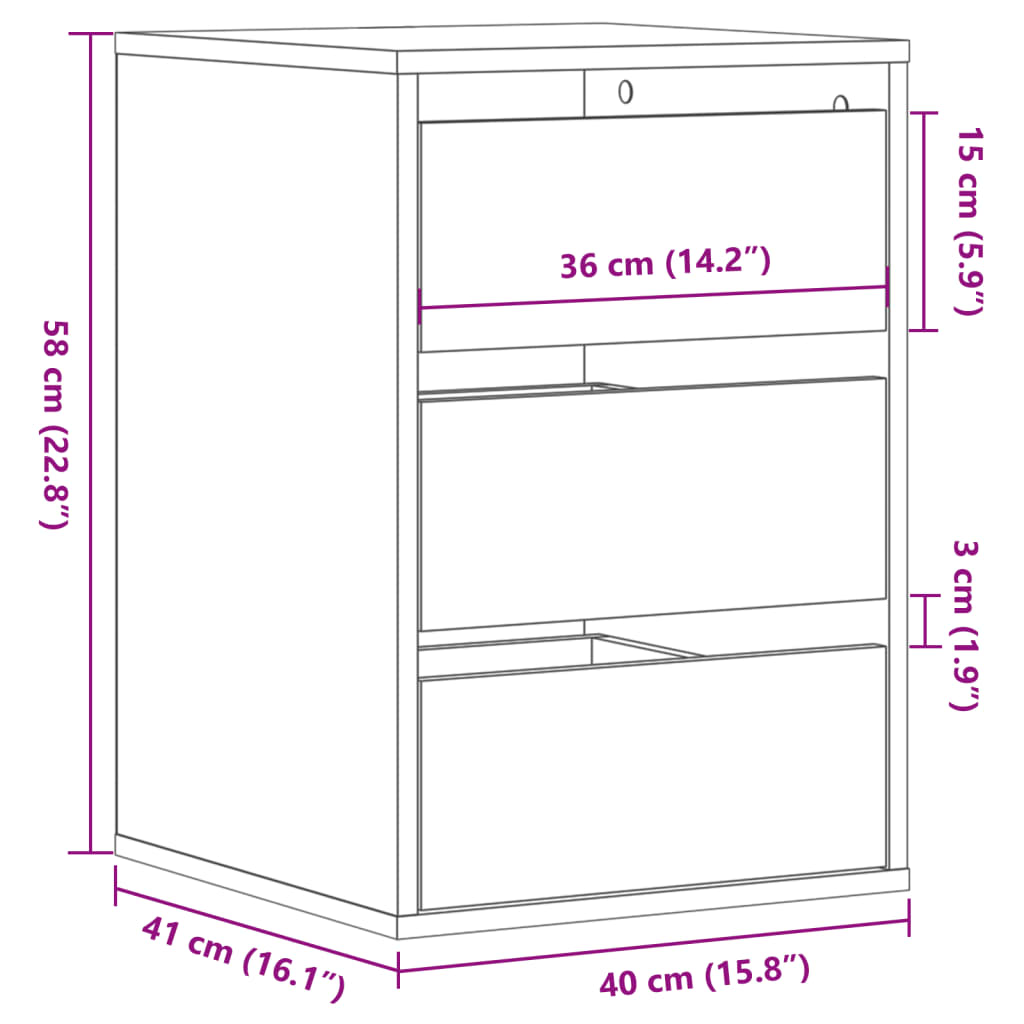 Corner Chest of Drawers White 40x41x58 cm Engineered Wood