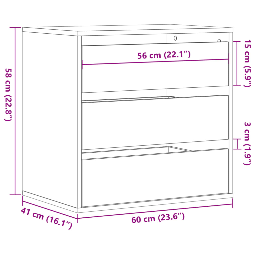 Corner Chest of Drawers Smoked Oak 60x41x58 cm Engineered Wood