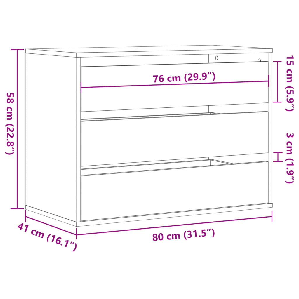 Corner Chest of Drawers White 80x41x58 cm Engineered Wood