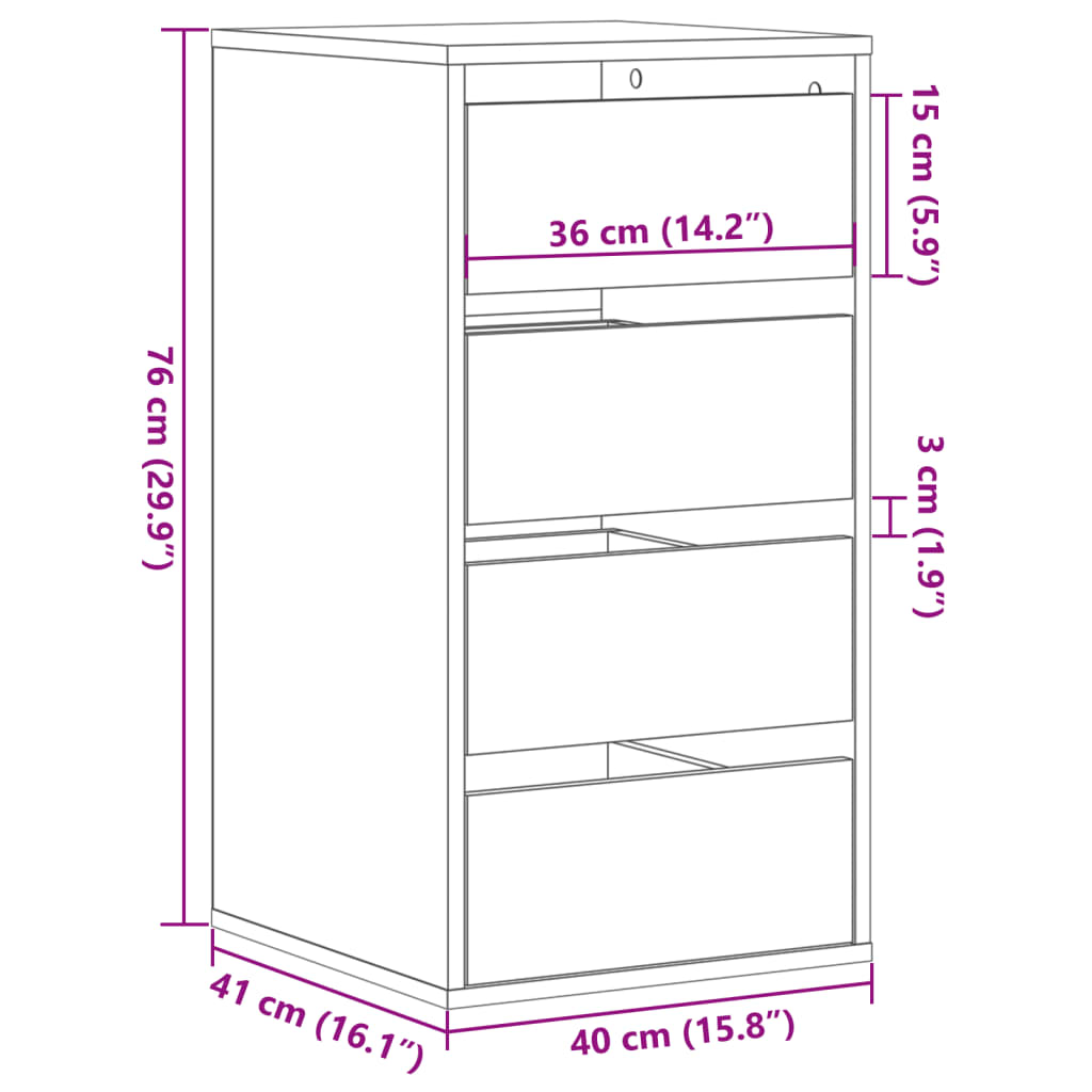 Corner Chest of Drawers Sonoma Oak 40x41x76 cm Engineered Wood