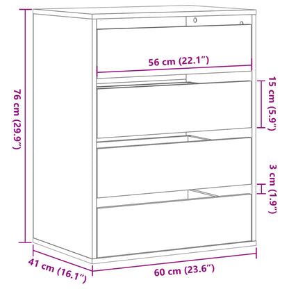 Corner Chest of Drawers White 60x41x76 cm Engineered Wood