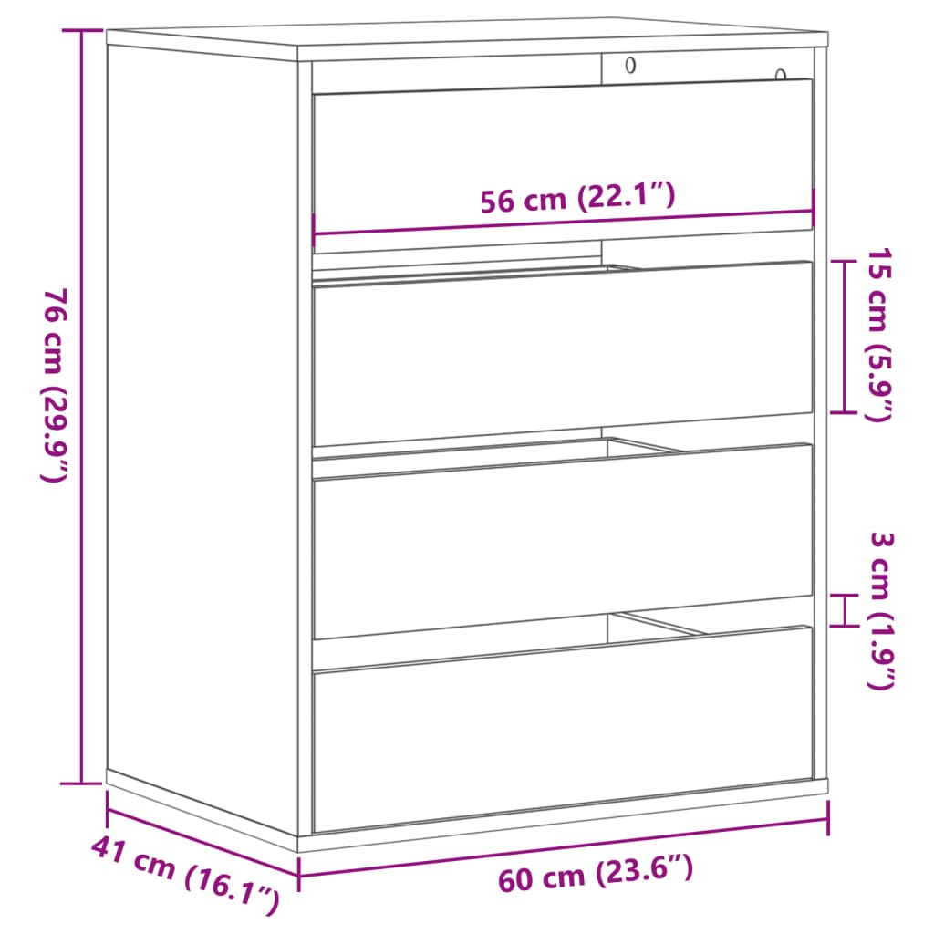 Corner Chest of Drawers Sonoma Oak 60x41x76 cm Engineered Wood