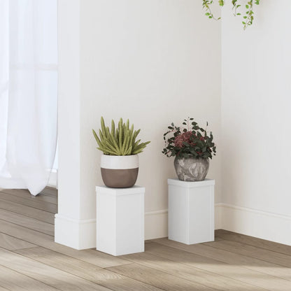 Plant Stands 2 pcs White 10x10x18 cm Engineered Wood