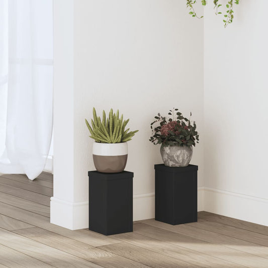 Plant Stands 2 pcs Black 10x10x18 cm Engineered Wood