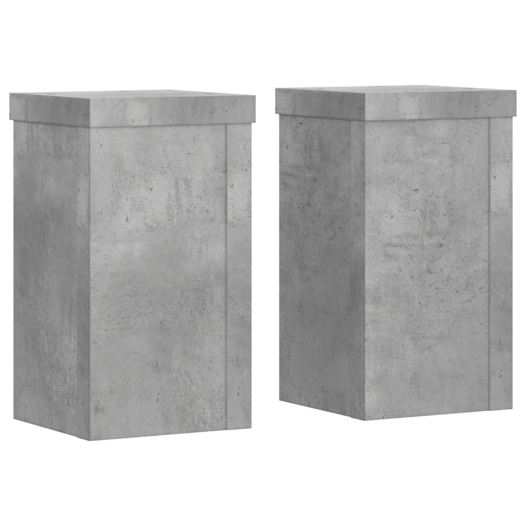 Plant Stands 2 pcs Concrete Grey 10x10x18 cm Engineered Wood