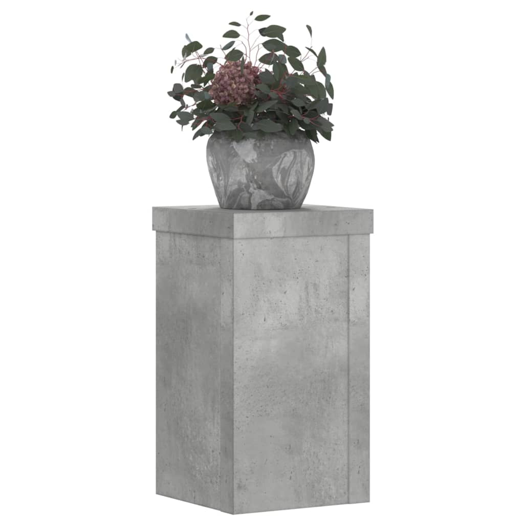 Plant Stands 2 pcs Concrete Grey 10x10x18 cm Engineered Wood