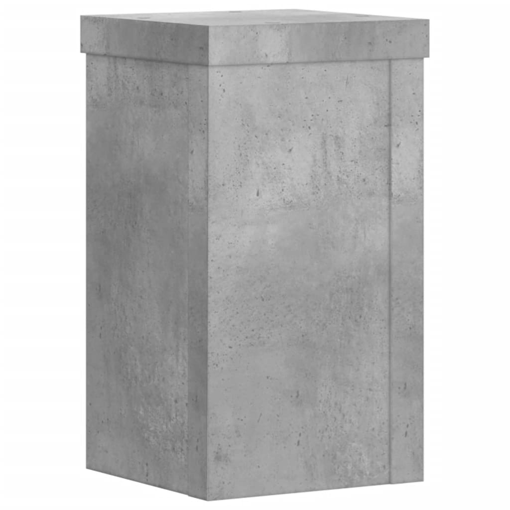 Plant Stands 2 pcs Concrete Grey 10x10x18 cm Engineered Wood