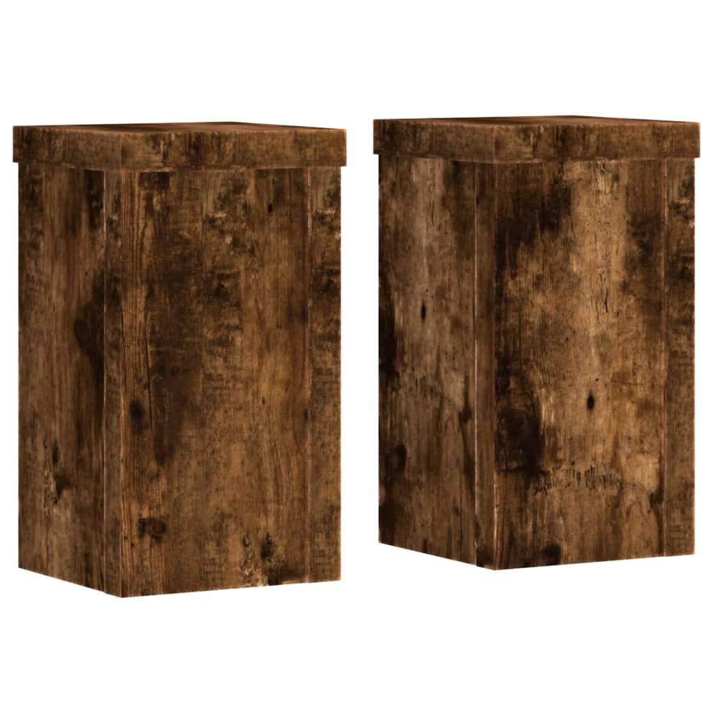 Plant Stands 2 pcs Smoked Oak 10x10x18 cm Engineered Wood