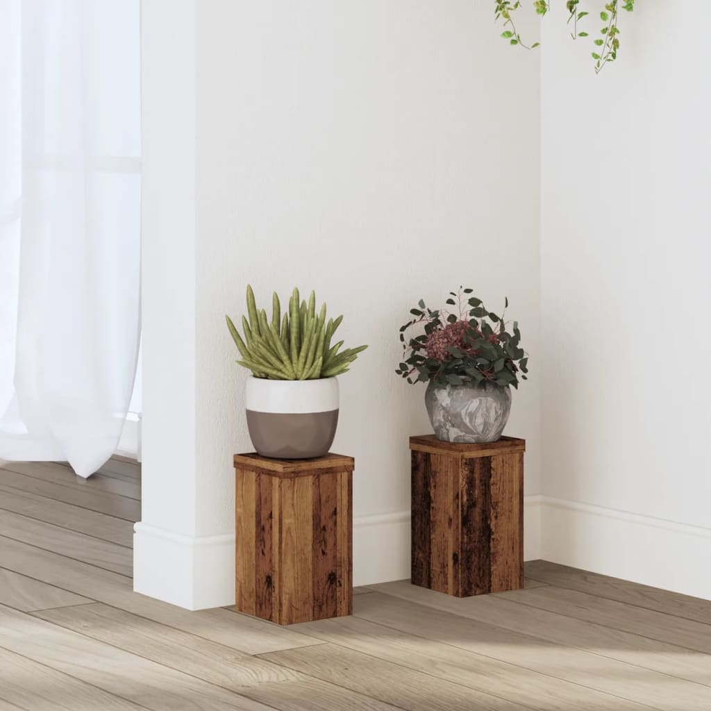 Plant Stands 2 pcs Old Wood 10x10x18 cm Engineered Wood